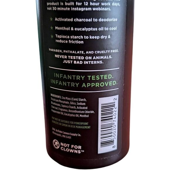 Duke Cannon Grunt Foot & Boot Powder 6 oz Discontinued Menthol Eucalyptus Dry - Picture 5 of 5